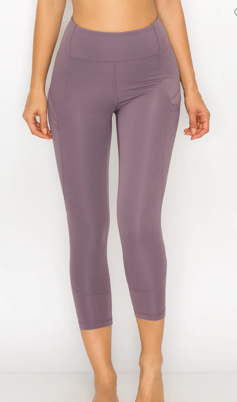 High Waist Regular Size Capri Pants  W/Side Pockets