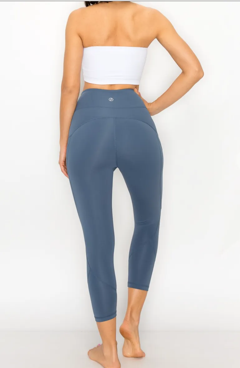 High Waist Regular Size Capri Pants  W/Side Pockets