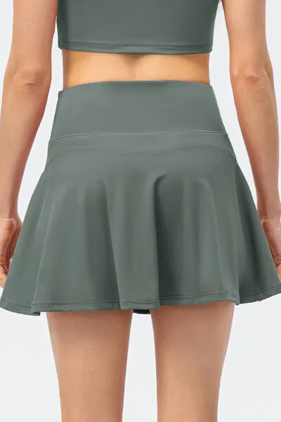 High Waist Wide Waistband Tennis and Pickleball Skirt