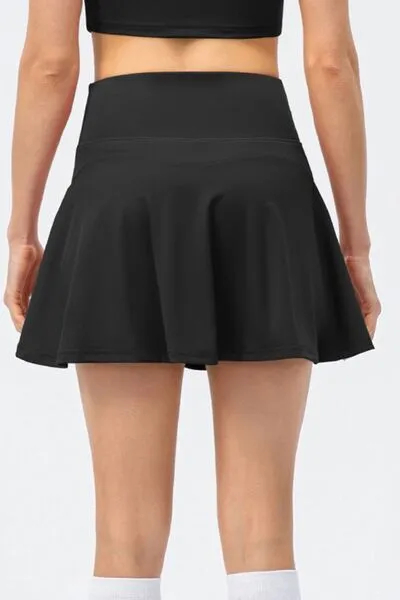 High Waist Wide Waistband Tennis and Pickleball Skirt
