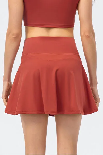 High Waist Wide Waistband Tennis and Pickleball Skirt