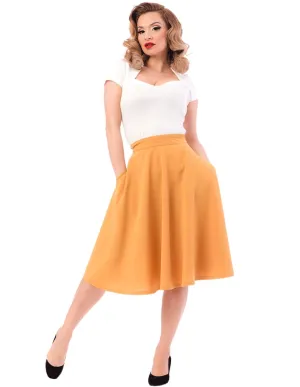 High-Waisted Thrills Skirt with Pockets in Mustard by Steady Clothing