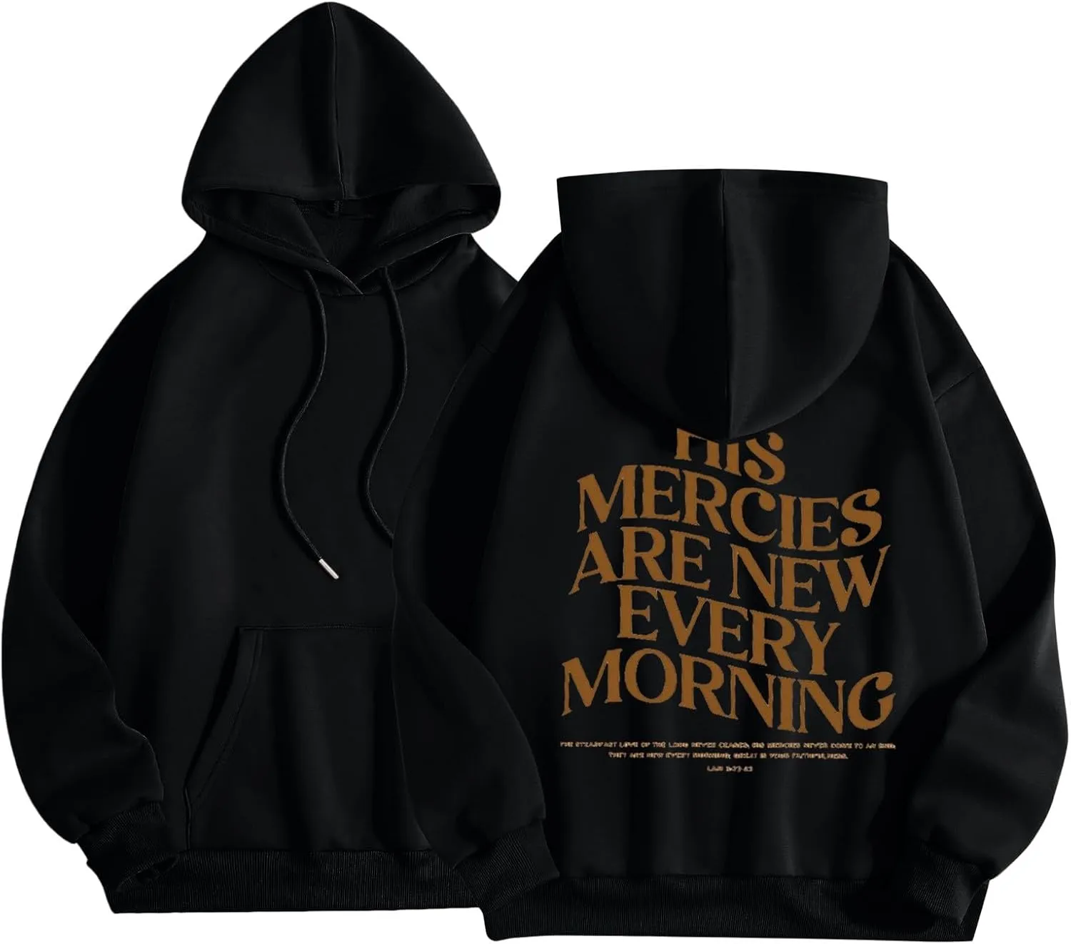 His Mercies are New Every Morning Christian Hoodies for Women Oversized Long Sleeve Hooded Sweatshirts Letter Hoodie