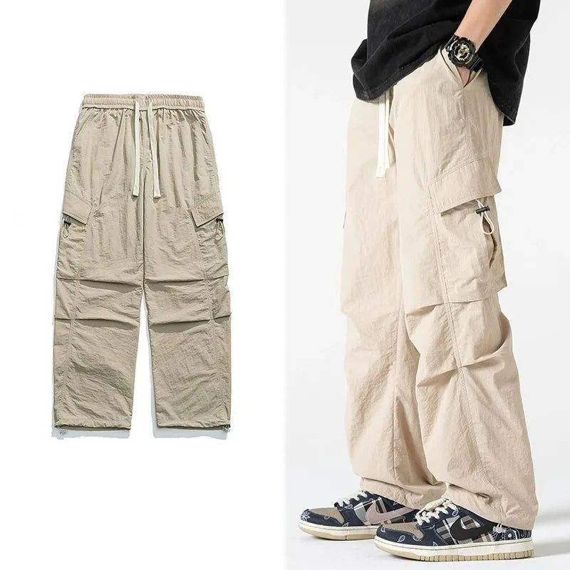 Knee Pleats Slant Pocket Track Pants