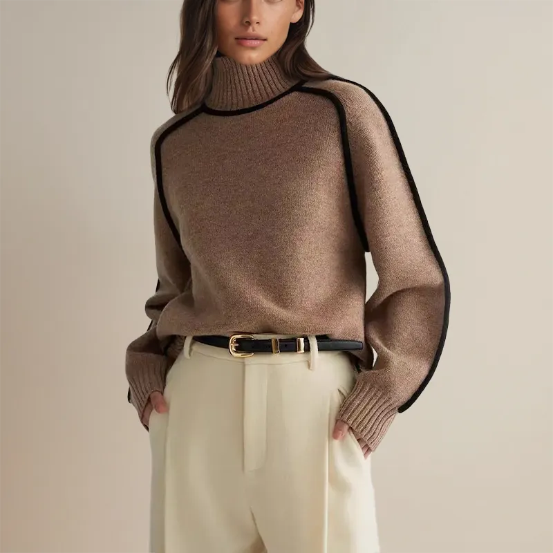 Koryn - Luxury Turtleneck with Contrasting Details