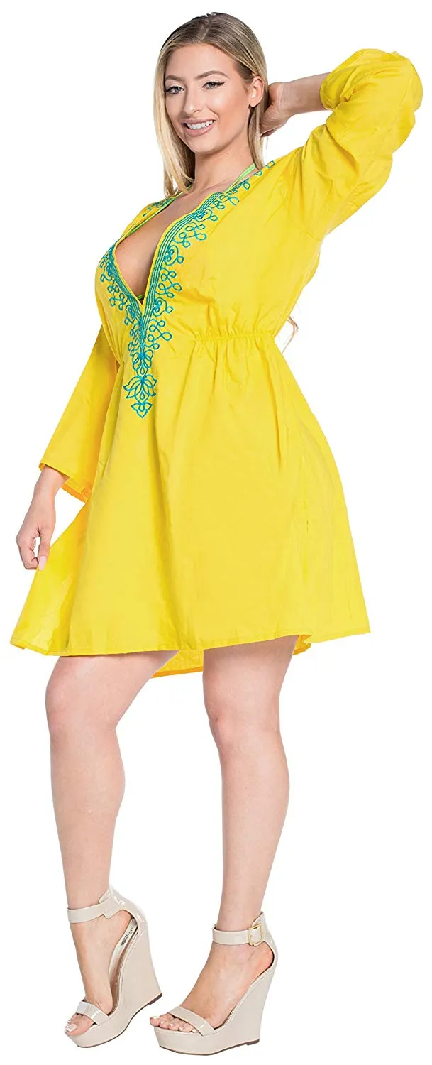 LA LEELA Bikini Swim Beach wear Swimsuit Cover ups Women Caftan Dress Embroidery