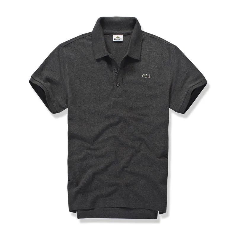 Lacoste Plain Design with Crested Logo Short-Sleeve Polo-Grey