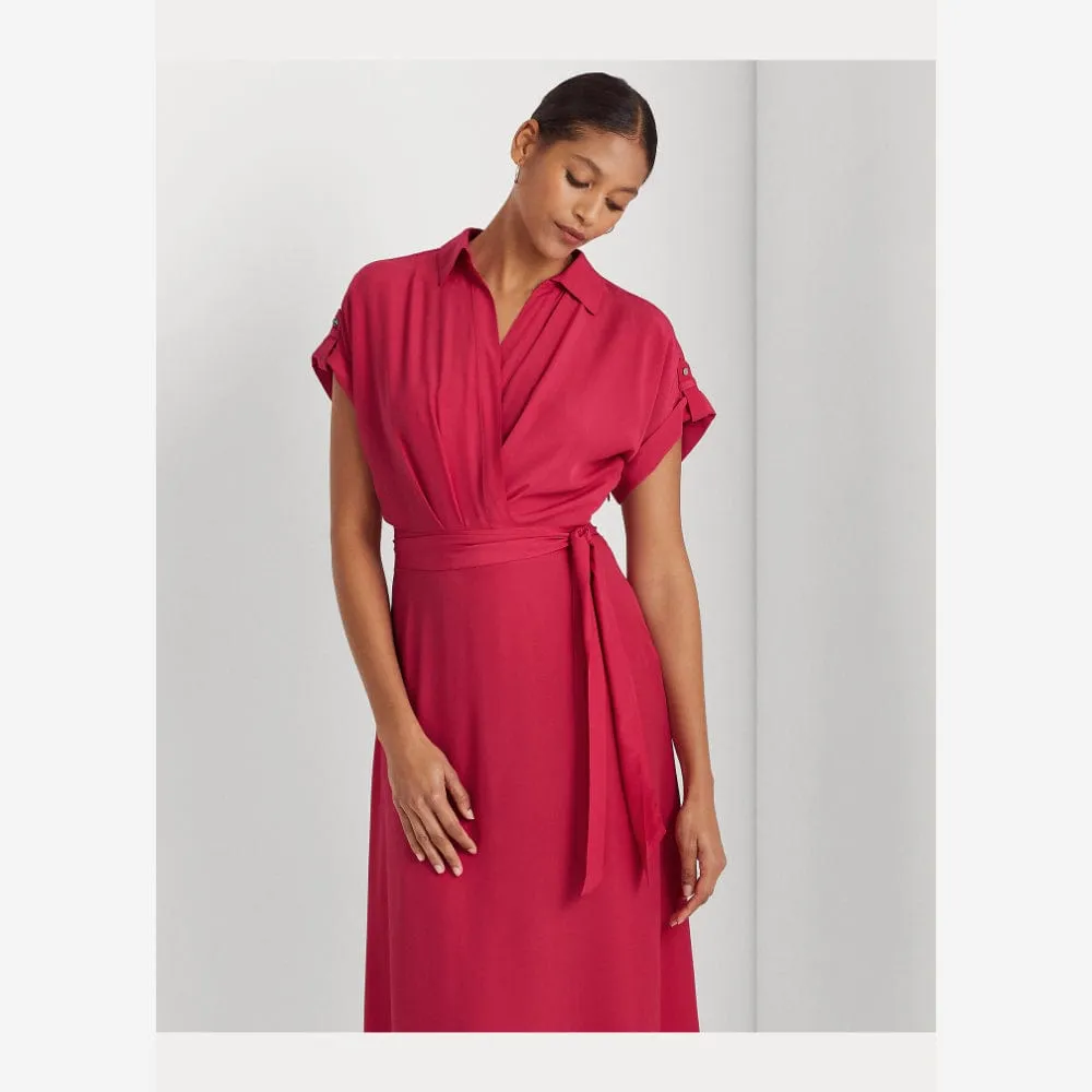 Lauren Ralph Lauren Belted Crepe Dress