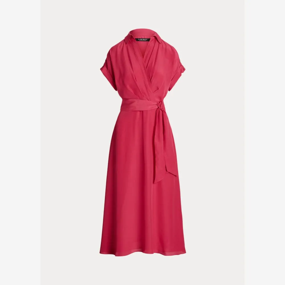 Lauren Ralph Lauren Belted Crepe Dress