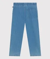 Light Denim Straight-Leg Pants
