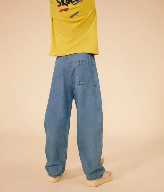 Light Denim Straight-Leg Pants
