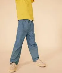 Light Denim Straight-Leg Pants