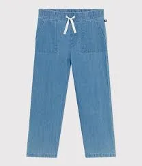 Light Denim Straight-Leg Pants