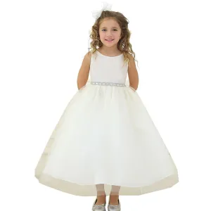 Little Girls Ivory Rhinestone Tulle Flower Girl Dress 2T-6
