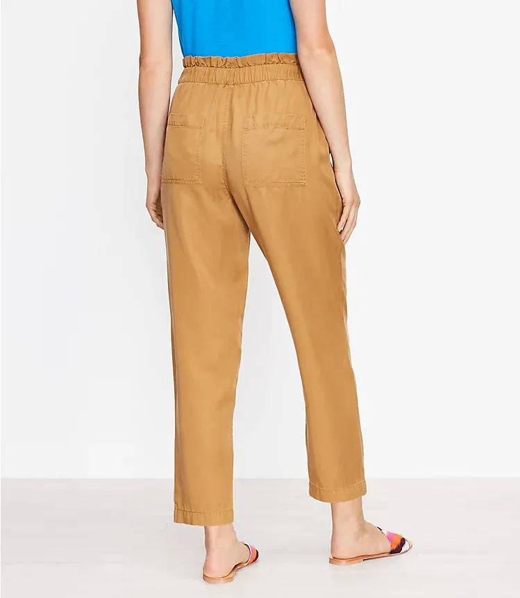 Loft Taupe High-Rise Straight Paperbag Pants (M)