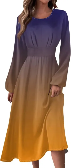 Long Sleeve Dress for Women Fall Maxi Dress Plus Size A Line Dresses for Women 2024 Semi Formal