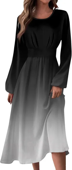 Long Sleeve Dress for Women Fall Maxi Dress Plus Size A Line Dresses for Women 2024 Semi Formal