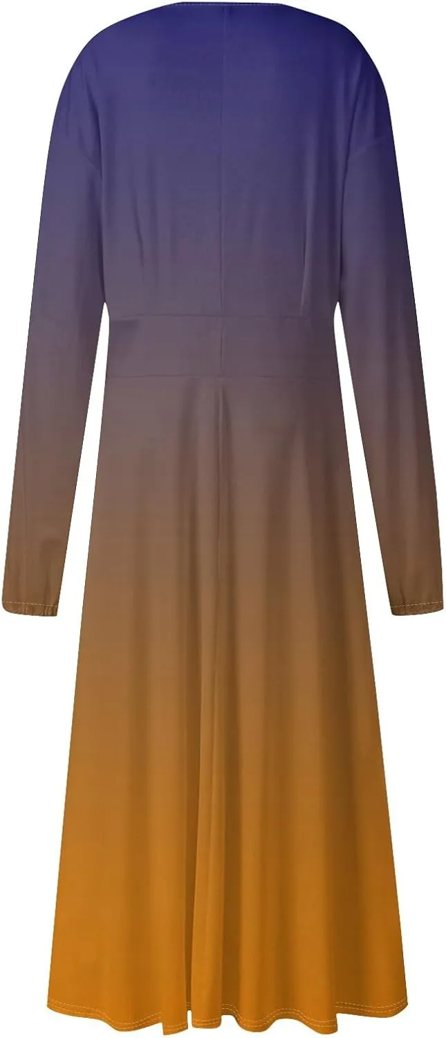 Long Sleeve Dress for Women Fall Maxi Dress Plus Size A Line Dresses for Women 2024 Semi Formal