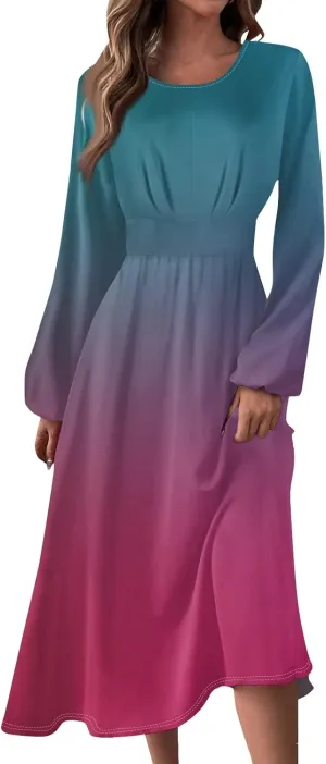 Long Sleeve Dress for Women Fall Maxi Dress Plus Size A Line Dresses for Women 2024 Semi Formal