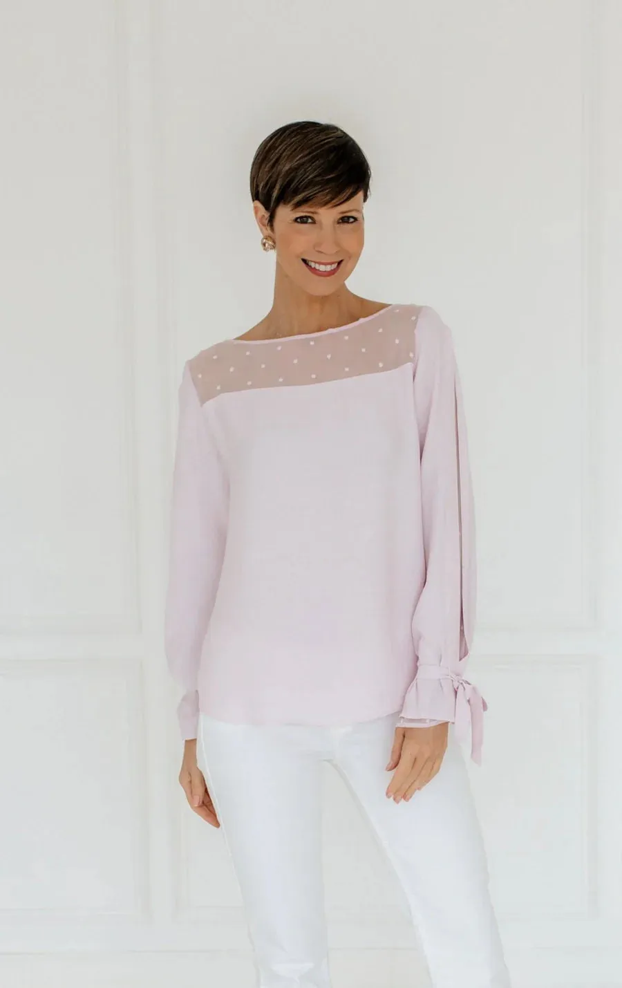 Louiselynette Heather blouse with design sleeve