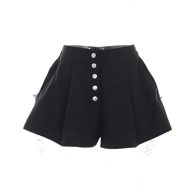 LVSANW Summer 2024 Women's Wear Fresh And Sweet European And American Slim Fit Versatile A-hem Loose Wide Leg Shorts for WomenYL23230PF