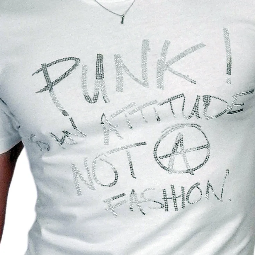 Men's John Richmond - "MAPAND PUNK" Studded T-Shirt in White