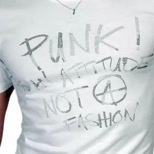 Men's John Richmond - "MAPAND PUNK" Studded T-Shirt in White