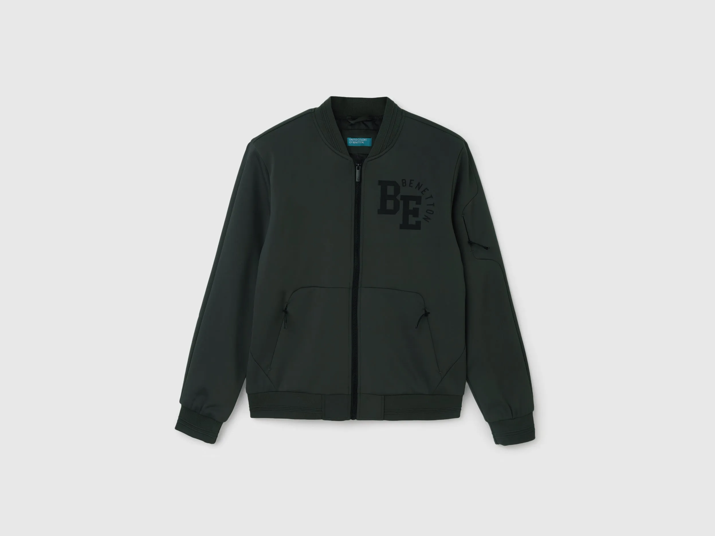 Men's Regular Fit Baseball Collar Scuba Knitted Bomber Jacket