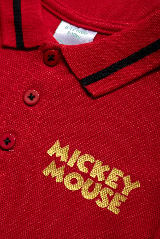 Mickey Mouse Golfer Pique Red