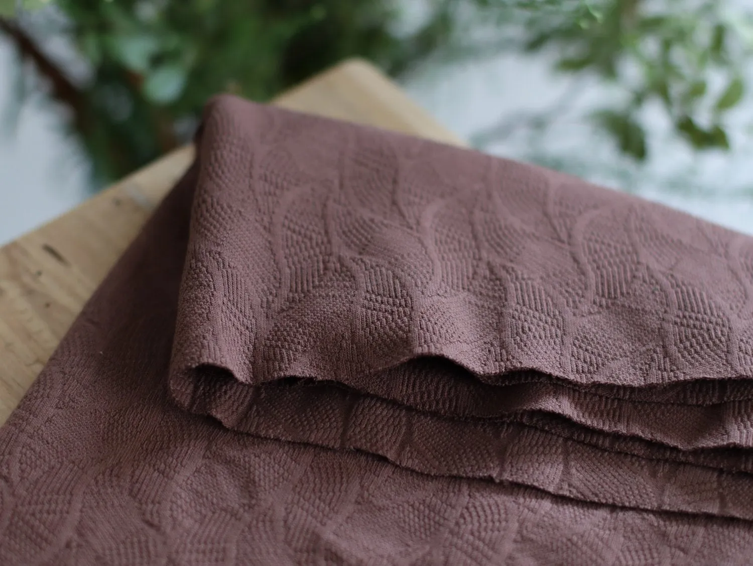 Mind The MAKER - Organic Leaf Jacquard Knit in Dust Brown