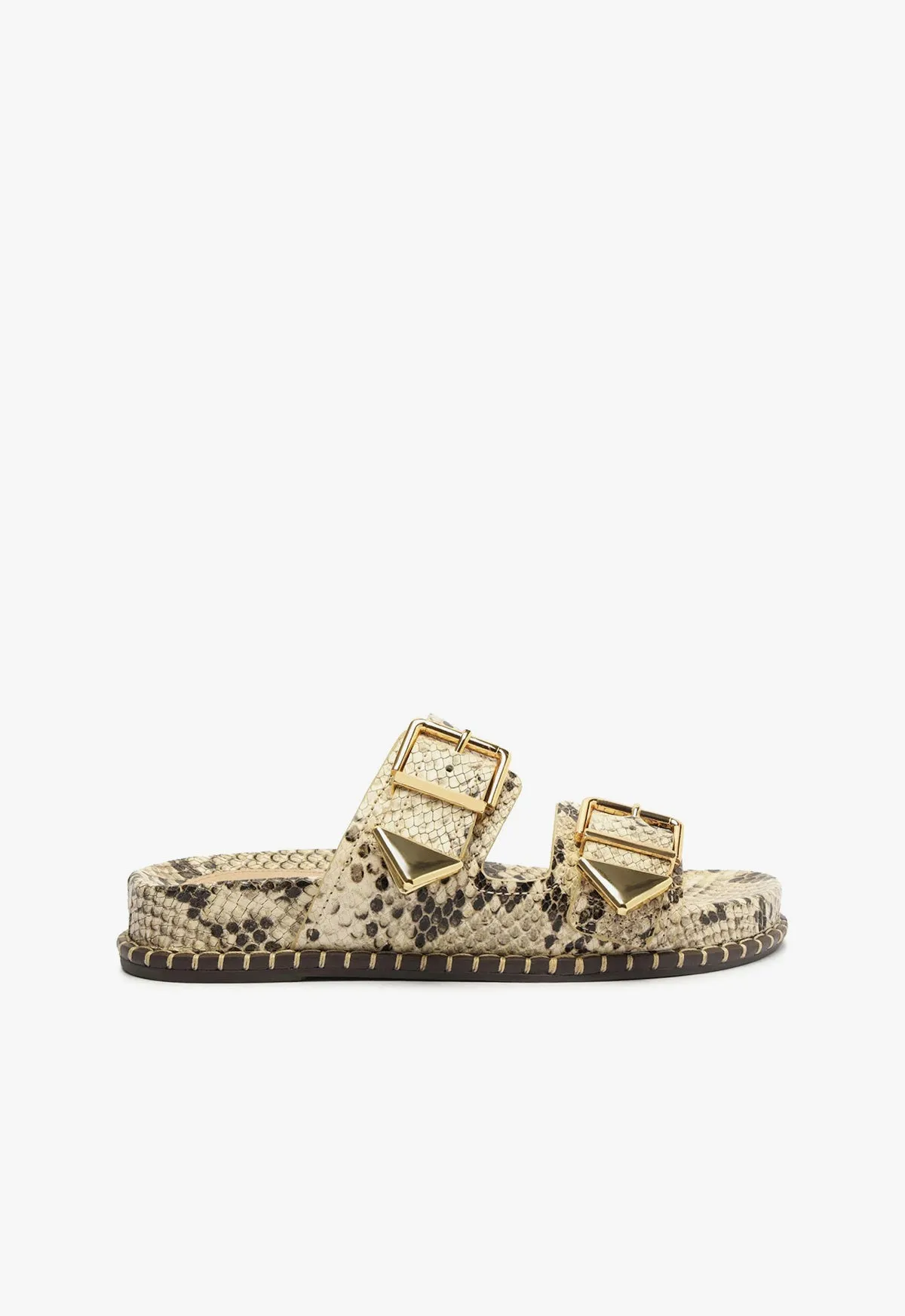 Naomi Sporty Snake-Embossed Leather Sandal
