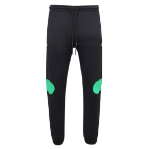 Off-White Green Diag Outline Design Cuffed Black Sweatpants