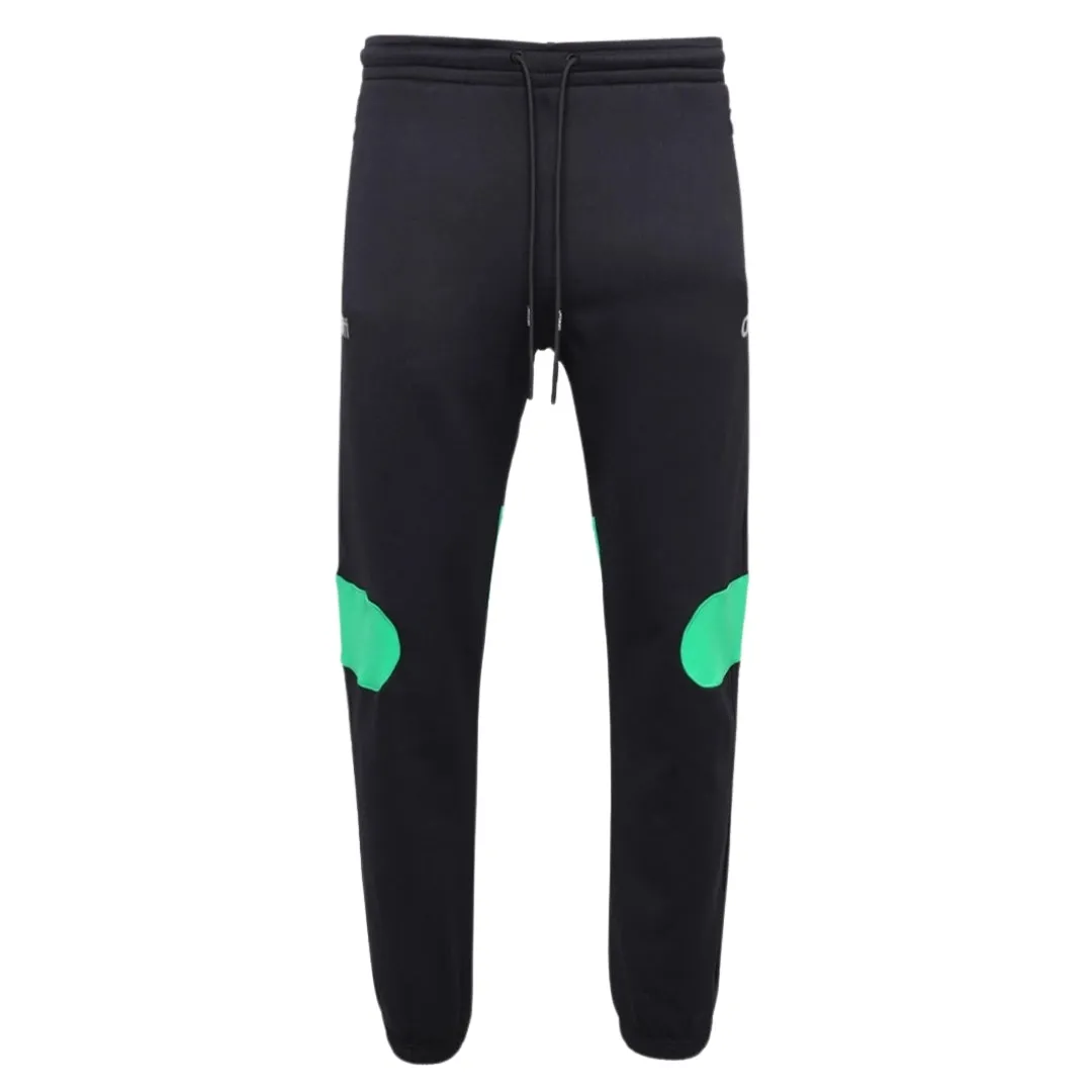 Off-White Green Diag Outline Design Cuffed Black Sweatpants