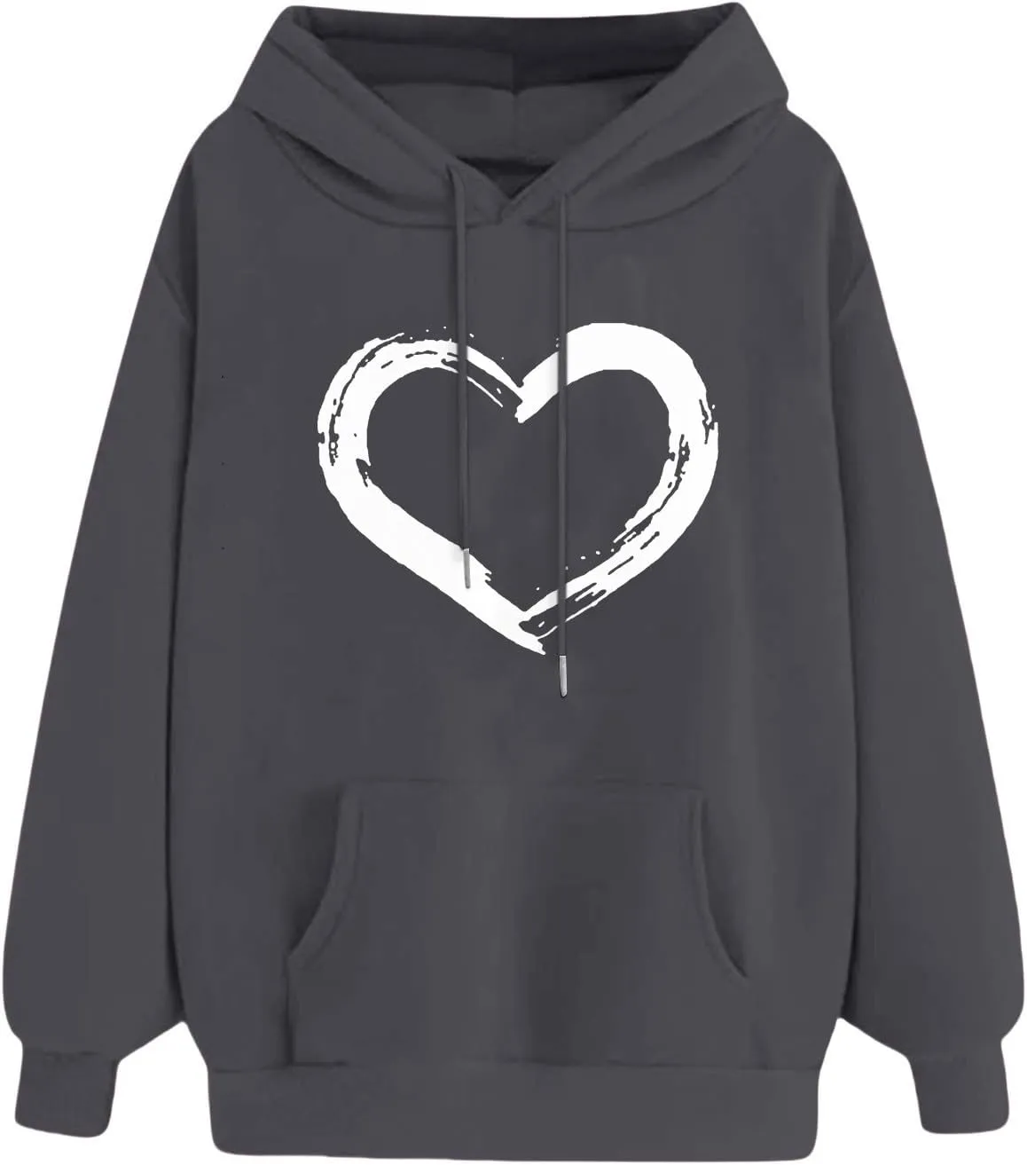 Oversized Hoodies for Women Plus Size Heart Graphic Sweatshirts Long Sleeve Shirts Hooded Top Streetwear with Pocket