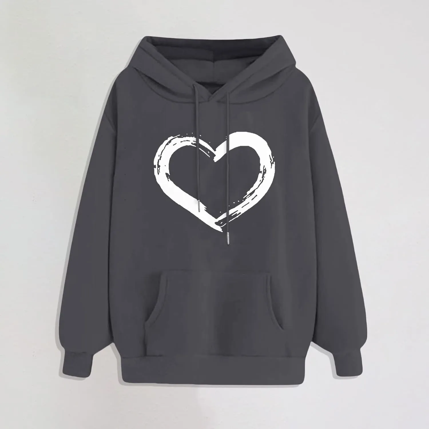 Oversized Hoodies for Women Plus Size Heart Graphic Sweatshirts Long Sleeve Shirts Hooded Top Streetwear with Pocket