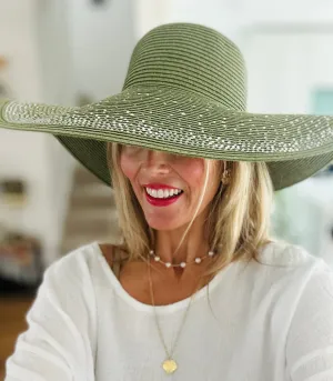 Oversized Straw Sunhat with Diamante details