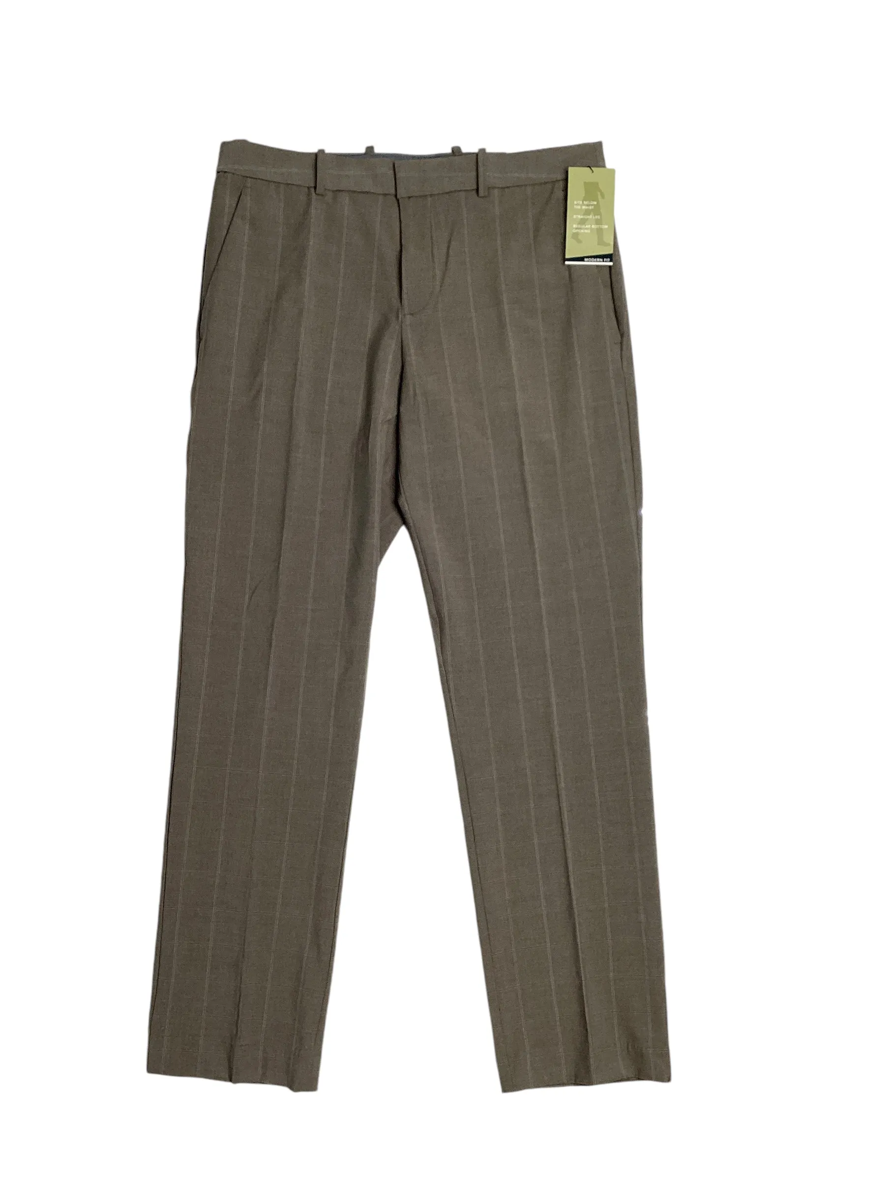 Perry Ellis Portfolio Mens Modern Fit Stretch Dress Pants Beige 34 x 32