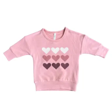 Pink Hearts Drop Shoulder Sweater