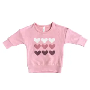 Pink Hearts Drop Shoulder Sweater