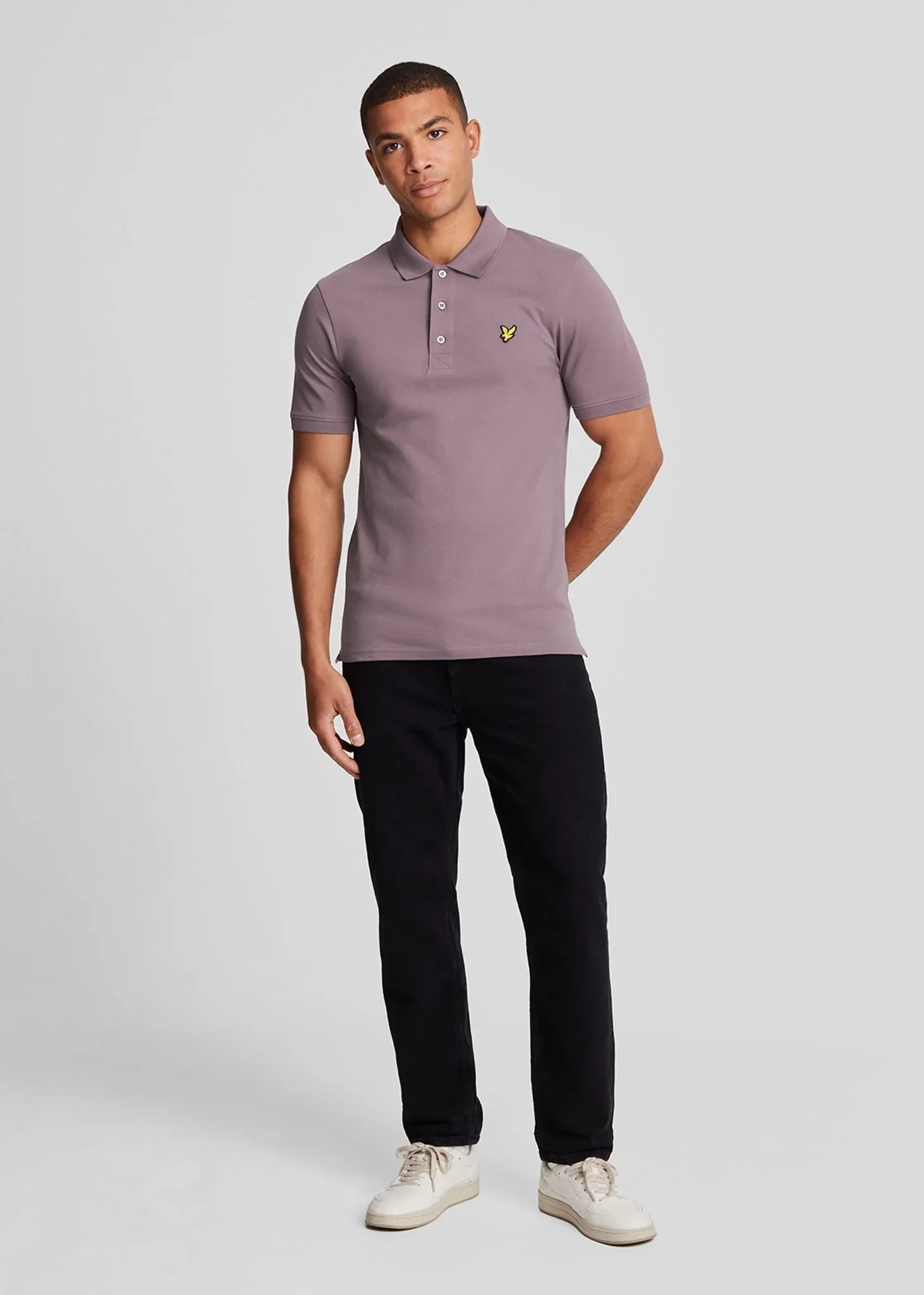 Plain polo shirt - highland mauve