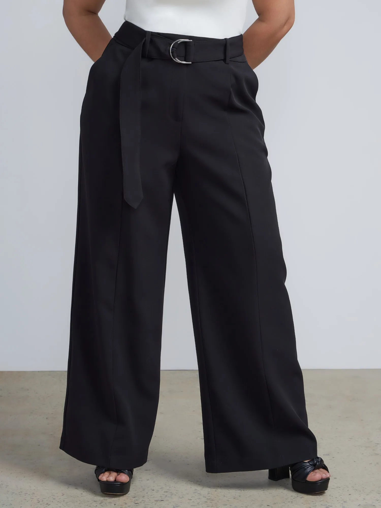 Plus D Ring Wide Leg Pants