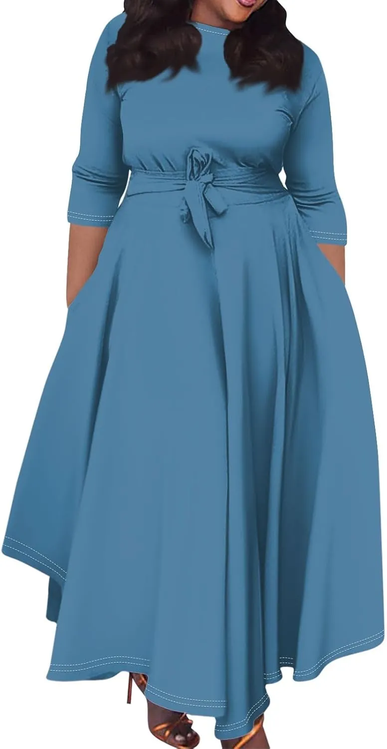 Plus Size Maxi Dresses for Women Trendy Casual Summer Fall Long Sleeve Flowy Formal Floral Ruched Flowy Long Dress