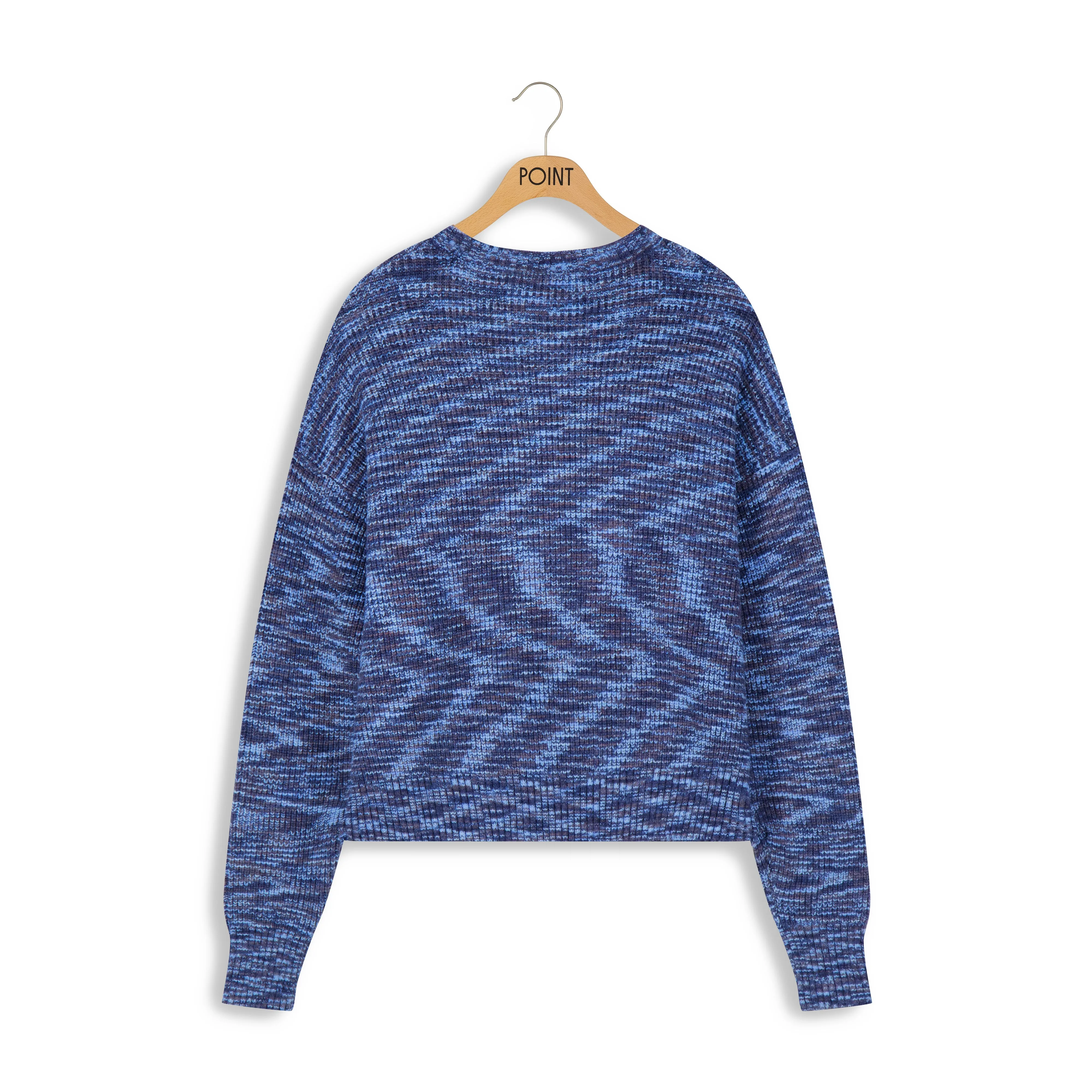 point marled knit sweater