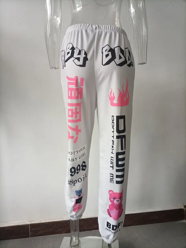 Print Fashion Elastic Waist Casual Harem Pants