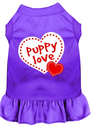 Puppy Love Screen Print Dress Purple Xxxl