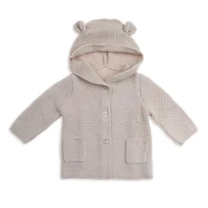 "Little Bear" Cotton Knit Cardigan Oatmeal