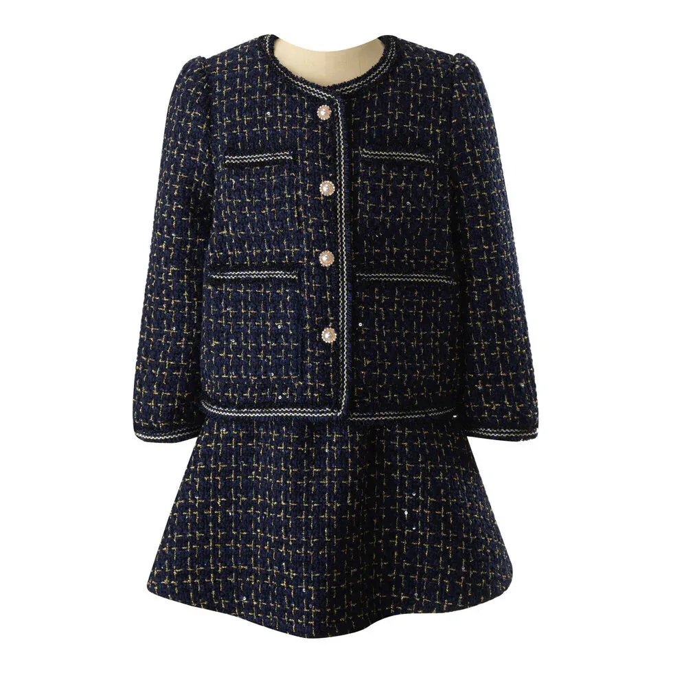 Rachel Riley girls tweed jacket & skirt set