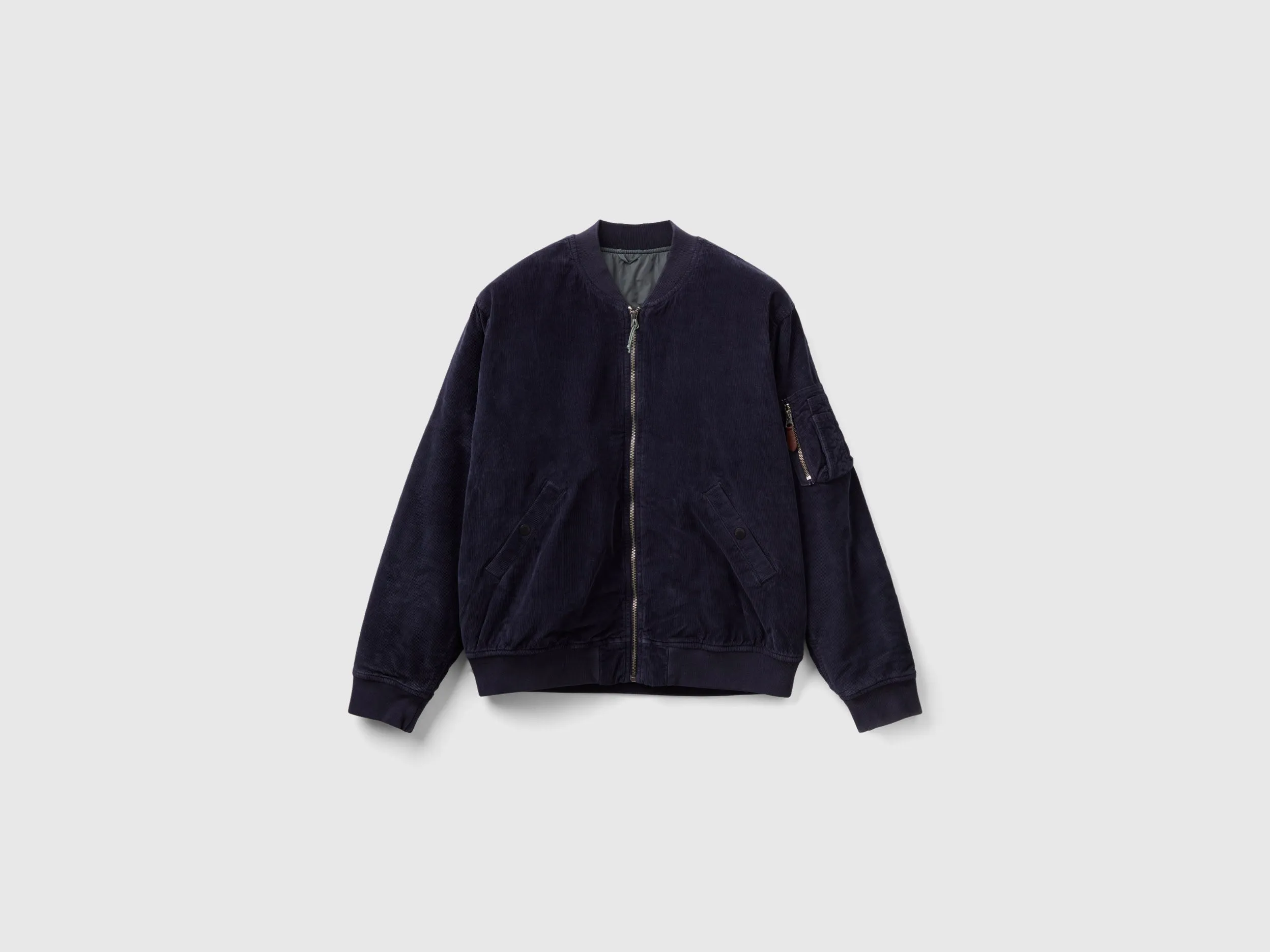 Relaxed Fit Zip Up Solid Bomber Jacket