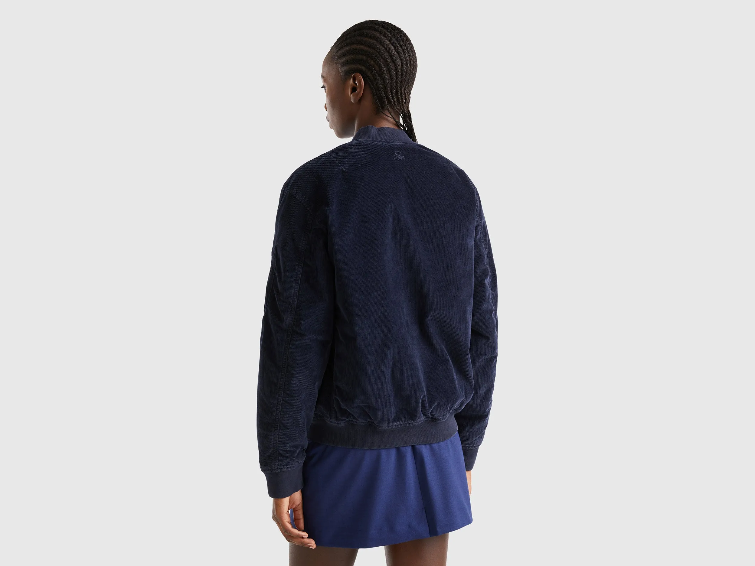 Relaxed Fit Zip Up Solid Bomber Jacket
