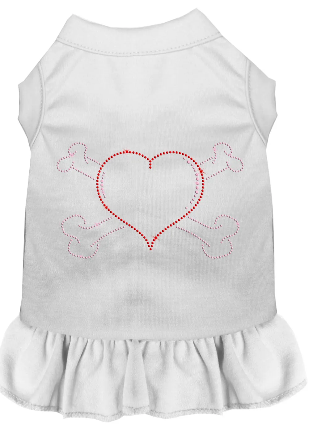Rhinestone Heart And Crossbones Dress White Med